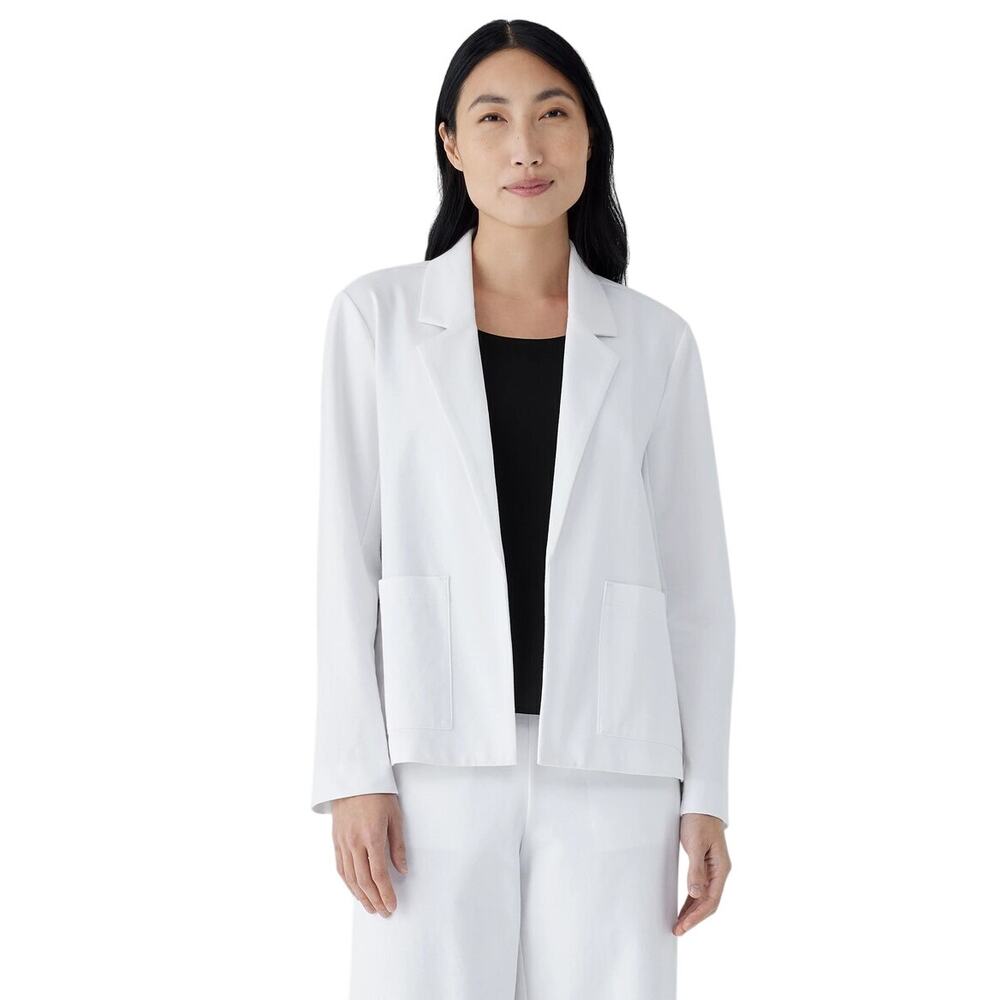 Eileen Fisher Blazer Open Front Organic Cotton Minimal Preppy Work Classic 2X